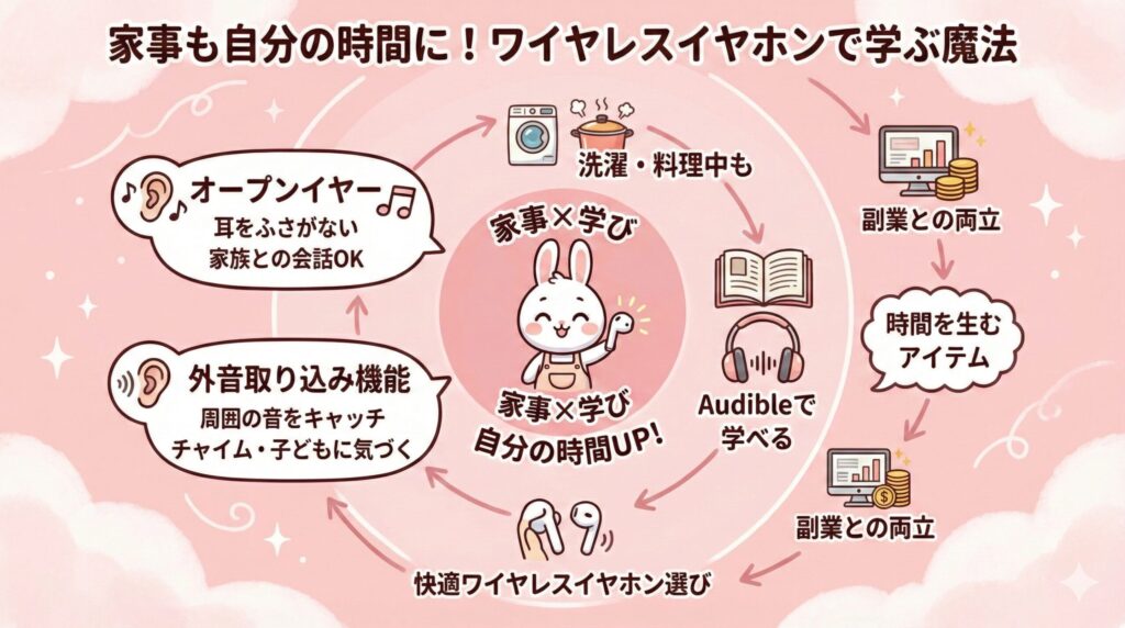 ワイヤレスイヤホン主婦