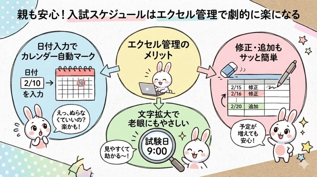 エクセルで管理すると、ここが楽になる